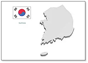 National Flag and Map of South Korea Fridge Magnet