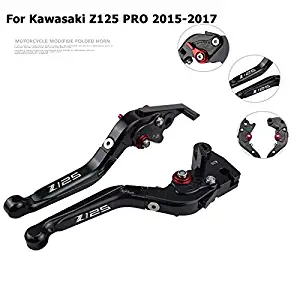 PRO-KODASKIN Folding Extendable Brake Clutch Levers for KAWASAKI Z125 PRO 2015-2017 (Black)