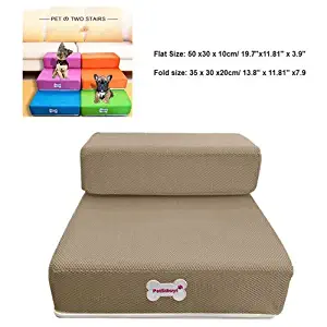 Pet Stairs,Removable Pet boy Bed Stairs, Fashion Orthopedic Dog cat Stairs,Step Comfort Pet Girl Stairs,Protect Pets' Joint and Knee for Small Medium and Large Pets (S, Coffee)