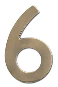 Architectural Mailboxes 3582AB-6 4 inch Solid Floating House Number, 6, Antique Brass