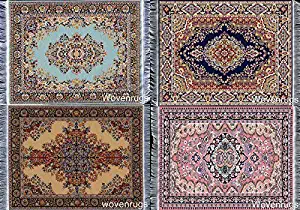 Inusitus Set of 4 Miniatures Dollhouse Carpets - Dolls House Woven Rugs - 10x7 Dollhouse Furniture Accessories - Turkish and Oriental Designs