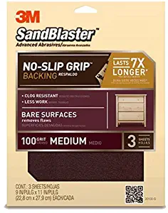3M SandBlaster Bare Surfaces Sandpaper, 100-Grit, 9-Inch by 11-Inch