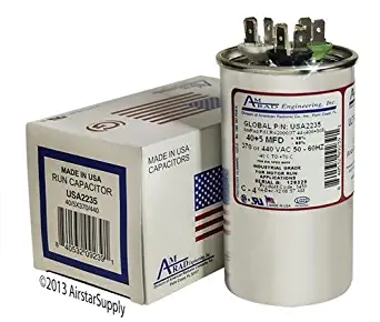 Lennox 89M77-40 + 5 uf 370/440 Volt Volt VAC AmRad Round Dual Run Capacitor, Made in The U.S.A.