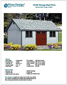 Classic Outdoor Structures Storage Shed Plans 16' x 20' Reverse Gable Roof Style Design # D1620G