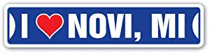 I Love Novi, Michigan Street Sign mi City State us Wall Road décor Gift