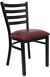 Flash Furniture 4 Pk. HERCULES Series Black Ladder Back Metal Restaurant Chair - Burgundy Vinyl Seat