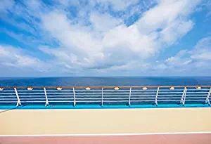 Baocicco Deck Seascape of Luxury Cruise Ship Backdrop 10x8ft Photography Background Balcony Sea View Fence Seaside Vacation Waterfront Relaxing Time Children Adult Summer Holiday