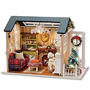 Rylai 3D Puzzles Miniature DIY Dollhouse Kit Holiday Times Series Dolls Houses Accessories with Furniture LED Music Box Best Birthday Gifts for Women and Girls