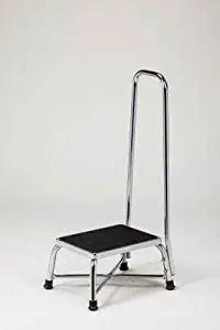 MediChoice Step Stool w/Handrail, 600 Lb Capacity, Steel, Bariatric, 14.25 x 9 x 11.25in, Chrome Finish- 1478BAR300H (1 Each)