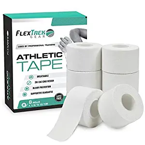 White Athletic Sports Tape (8-Pack) - Easy Tear Zigzag Edge with No Sticky Residue, Hypoallergenic, Latex Free, Easy on Skin – Used by Pro Athletes and Coaches -1.5” x 10 Yards