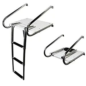 ABS Platform Dock Ladder Stainless with Telescoping 2 Handrails Marine Boat Kayat