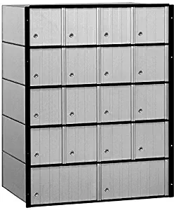 Salsbury Industries 2218 Aluminum Mailbox, 18 Doors, Standard System, Aluminum with Black Trim