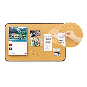 Post-it Sticky Cork Self-Stick Bulletin Board, 36 x 22, Natural, Black Frame