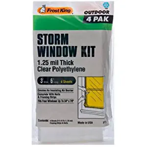Frost King P714H Economy Outdoor Plastic Storm Window Kits 3 6-Foot by 1.25-Millimeters, 3 ft x 6 ft x mil (4-Pack)