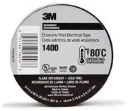 3M 1400 ECONOMY TAPE 3/4 X 60 FT, BLACK 1.5 CORE VINYL TAPE (Pack of 10)