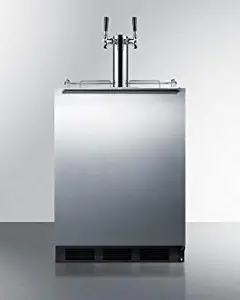 Summit Appliance SBC58BBIADA Built-in Undercounter ADA Height Commercially Listed Dual Tap Beer Dispenser with Stainless Steel Wrapped Door & Black Cabinet