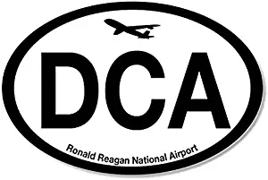 Oval DCA Ronald Reagan Airport Code Sticker (jet fly air hub pilot dc)- Sticker Graphic Decal