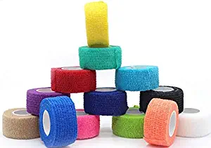 VNDEFUL 6 Rolls Self-Adherent Tape Pressure Wrap Bandage Rolls Stretch Athletic Strong Elastic First Aid Tape for Sports, Wrist, Ankle, 1Inch X 5Yards (Color Random)