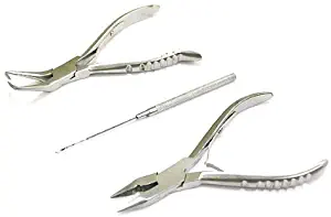 Clamp Pliers Needle 3pcs Tool Kit for Micro Ring Link Bead Human Hair Extensions