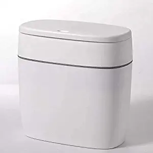 CY craft Plastic Trash Can with Lid,10L/2.6 Gallon Garbage Can,Modern Waste Basket Thin Trash Cans for Bathroom,Living Room,Office,Kitchen and Narrow Spaces,White