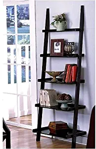 1 X Unique 72" High LEANING LADDER STYLE MAGAZINE / BOOK SHELF on Black Finish