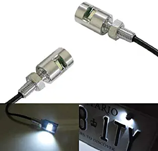 iJDMTOY (2) 12V Xenon White 5730-SMD Bolt-On LED License Plate Lights Compatible With Car Truck ATV Motorcycle Bike, etc (Chrome Finish)