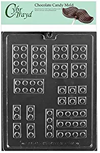 Cybrtrayd Life of the Party K172 Assorted Building Blocks Chocolate Candy Mold in Sealed Protective Poly Bag Imprinted with Copyrighted Cybrtrayd Molding Instructions