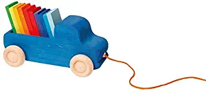 Grimm's Blue Truck Pull Along Toy with XL Color Charts Building Blocks