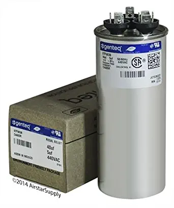 Lennox 89M77-40 + 5 uf MFD 440 Volt VAC Genteq Replacement Round Dual Run Capacitor