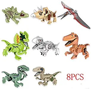 fireflyya 8pcs/lot Dinosaurs DIY Assembly Building Blocks Dinosaur Toys Set Action Figures Educational Bricks Gift for Kids Children