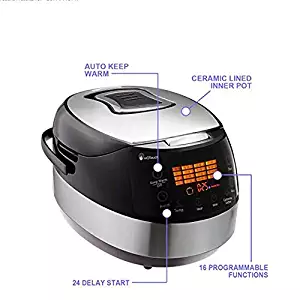 Multi-Cooker Electric Cooker,7 in 1 Multi-Functional Kitchen 24 Hour Delay Timer Programmable Slow Cooker Pressure Cooker, Sauté, Soup, and Steamer, Stainless Steel (Black)