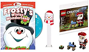 Where The Misfit Toys Gather: Frosty's Winter Wonderland + Red Hat Snowman Pez + Lego Creator Santa Building Toys (30573) 3 Pieces Bundle