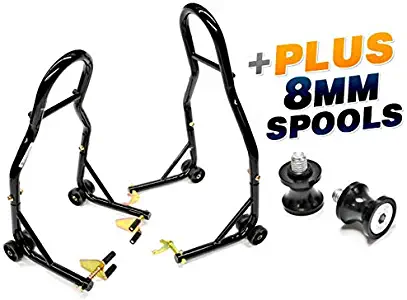 Venom Motorcycle Front+Rear Dual Lift Stand - w/Spools For Suzuki GSX 1300R Hayabusa 1999-2011