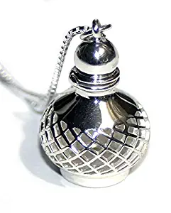 Aromatherapy Essential Oils 'Genie' Necklace | Sterling Silver with 18" Silver Box Chain, Pads and 2ml Inner Peace Oil