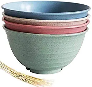 Unbreakable Cereal Bowls, (Brand) 30 OZ Lightweight Wheat Straw Bowl for Rice Noodle Soup Snack, Dishwasher & Microwave Safe - BPA Free (4 Pack)