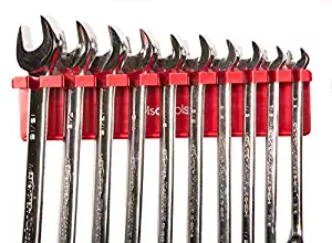 Olsa Tools | Magnetic Wrench Organizer | Wrench Holder Fits Wrenches SAE 3/8" Thru 15/16" & Metric 10mm Thru 19mm | Premium Quality Tool Organizer (RED)