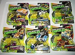 PlayMates (6) T-Machines Teenage Mutant Ninja Turtle/ Donnie in Patrol Buggy/ Donnie in Service Truck/Leo in AT-3/ Leo in Steath Bike/ Casey Jones in Ice Machine/ Raph in Shellraiser/