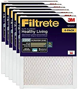 Filtrete 16x25x1, AC Furnace Air Filter, MPR 2200, Healthy Living Elite Allergen, 6-Pack