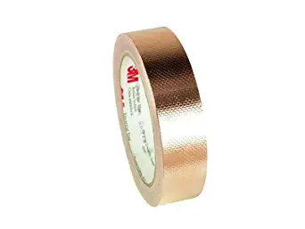 3M 1245 EMI Embossed Copper Shielding Foil Adhesive Tape, 4 mil Thick, 18 yds Length x 1" Width
