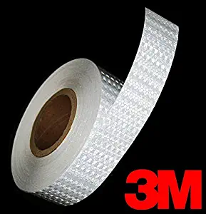 3M High Intensity Adhesive Diamond Reflective Automotive Vinyl 12 Inch Tape Roll (1 Inch x 12 Inch 2-Pack, High Intensity Silver Reflective)