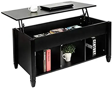 Lift Top Coffee Table with Hidden Storage Compartment &Shelf for Home Living Room Furniture Black