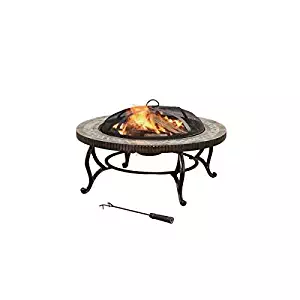 Pleasant Hearth Elizabeth Natural Slate Top 34-Inch Fire Pit with Copper Accents