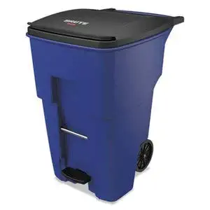 Rubbermaid Commercial Brute Step-On Rollouts, Square, 95 Gal, Blue