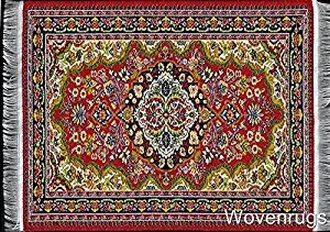 Inusitus Woven Dollhouse Carpet - Miniature Dolls House Rugs - Toys 10x7 1" Scale (Red)
