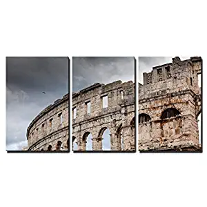 wall26 - 3 Piece Canvas Wall Art - Roman Colosseum in Pula, Croatia - Modern Home Decor Stretched and Framed Ready to Hang - 24"x36"x3 Panels