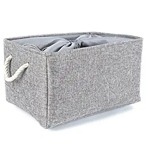 TheWarmHome Large Fabric Foldable Linen Storage Bins for Home,Grey (20.5×15.7×13.8 inch)