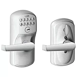 Schlage FE595CS V PLY 626 ELA Plymouth Light Commercial Electronic Keypad Lock with Elan Lever, Brushed Chrome