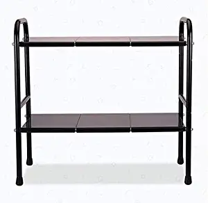 WZF Adjustable Cooker Sewer Shelf Double Layer Microwave Oven Shelf Built-in Storage Supplies Cookware Black 53 25 50 cm Strong Load-Bearing Capacity