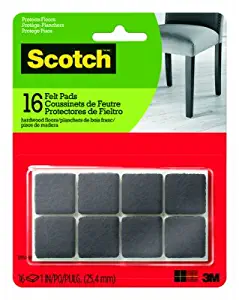 3M 236670 1 in. Square Felt Pads44; Brown - 16 Count