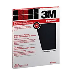 3M COMPANY 88600 180 Grit, Wet or Dry Silicon Carbide Sandpaper (25 Count), 9" x 11"